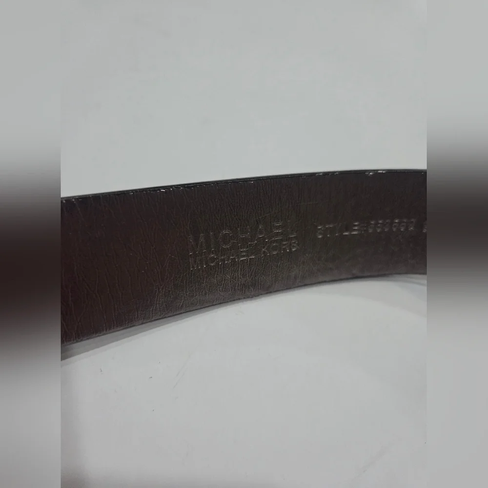 Michael Kors Women's Black/gray Leather Belt Sz.M Logo Print